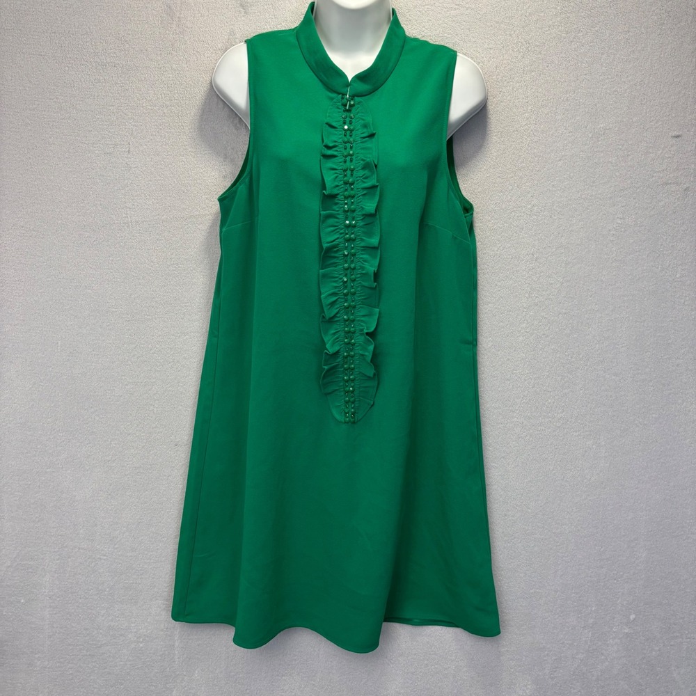 Lilly Pulitzer Ruffle Beaded Shift Dress Womens 10 Kelly Green Shower Luncheon